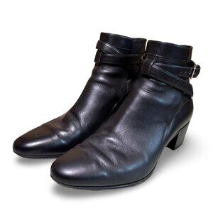 Saint Laurent Jodhpur Leather Ankle Strap Boots Size 37.5